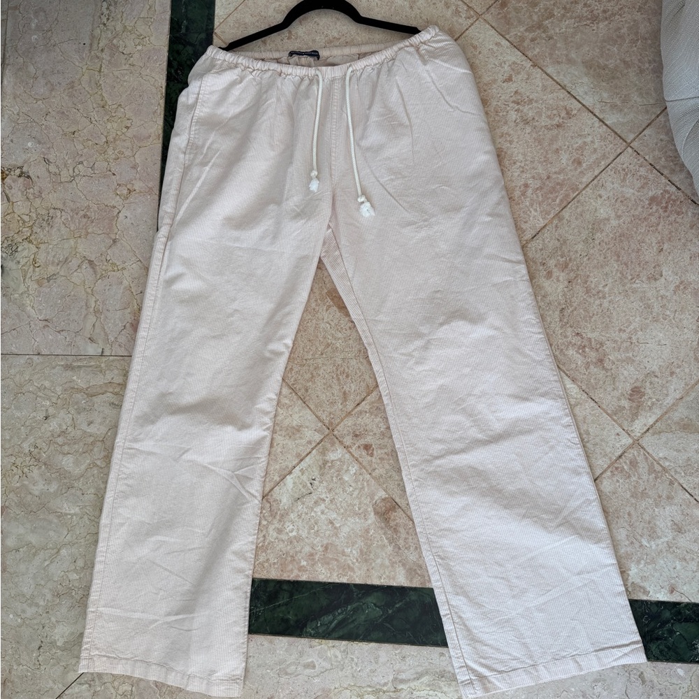 Brandy Melville Anastasia pink and white pin stripe casual draw string pants